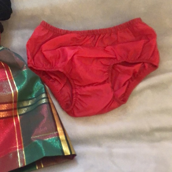 Bonnie Baby 2-Piece Velvet Plaid Holiday Dress with diaper cover. - Picture 5 of 5